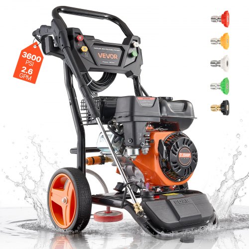 Vevor Gas Pressure Washer 3600 Psi And 2.6 Max Gpm, Full Copper Pump, Spray Gun…