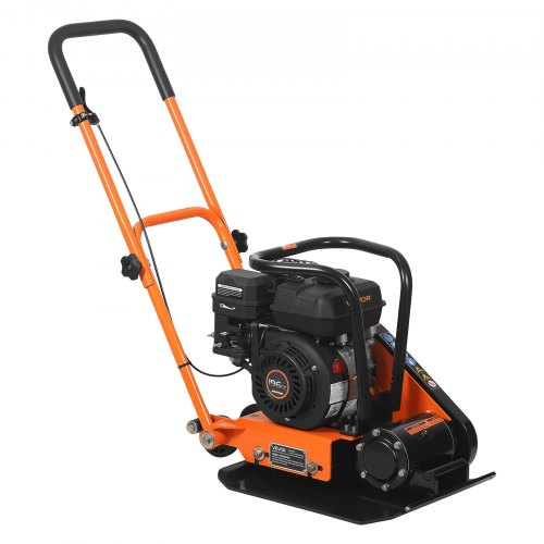 

VEVOR Plate Compactor, 6.5 HP 196CC Gas Engine, 5600 VPM Vibrating Ground Rammer, 10.5 kN Compaction Force, 510.5 x 381 mm Plate, Walk Behind Compactor for Paver Landscaping, Asphalt, Foundation, Soil