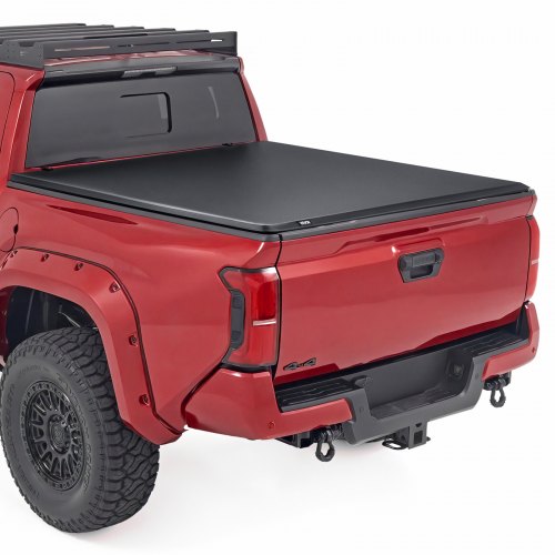 

VEVOR Soft Roll-Up Truck Bed Tonneau Cover, Compatible with 2024-2025 Toyota Tacoma (Excl. Trail Edition) with Deck Rail System, Fits 5 ft (60 in) Bed, PVC Tonneau Cover with Three Aluminum Alloy Bars