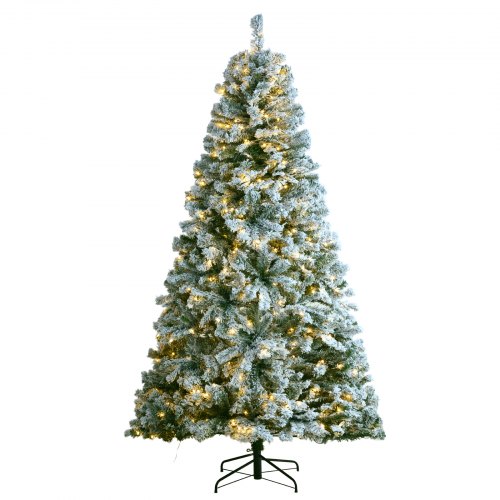 

VEVOR Christmas Tree 7.5ft Prelit Flocked Xmas Tree with 550 LED Lights 1346 Tip