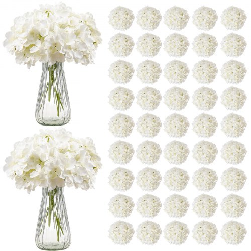 

105 Pcs Artificial Silk Hydrangea Flowers 9.8 In Bouquet Arrangement White