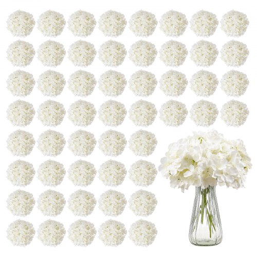 

65 Pcs Artificial Silk Hydrangea Flowers 9.8 In Bouquet Arrangement White