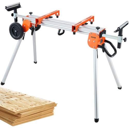 

VEVOR 100in Miter Saw Stand with One-piece Mounting Brackets Sliding Rail 500lbs