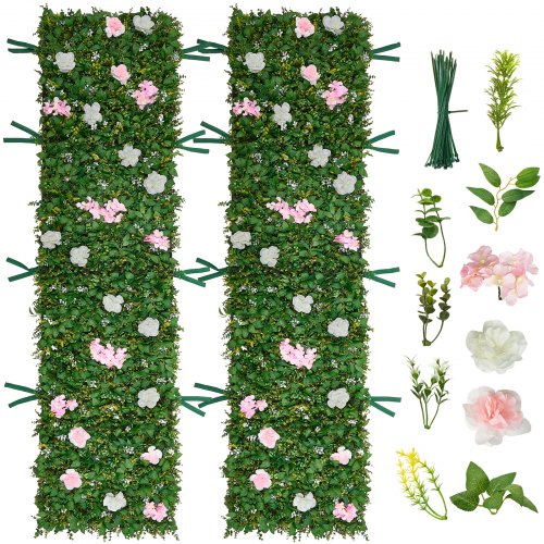 

VEVOR Artificial Luxury‌ Flower Wall Backdrop, 2 PCS, Each Panel 2 x 8 ft, Gorgeous 3D Silk Floral Backdrop Pet Friendly, Easy Installation Flower Wall Panel for Wedding, Event, Party and Home Decor
