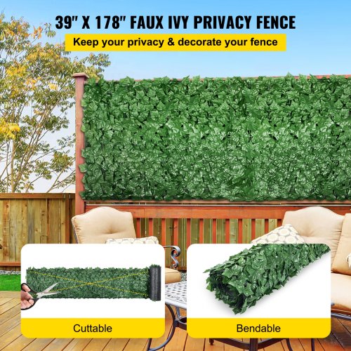 39"x39" Artificial Faux Ivy Leaf Privacy Fence Screen Decor Hedge US 39"x118" 