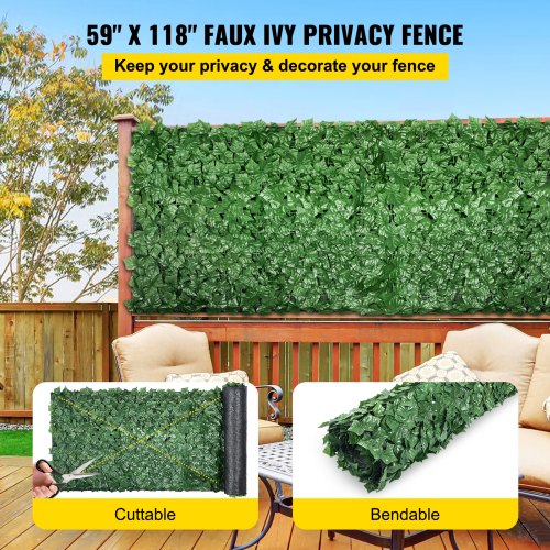 118''x39'' Artificial Faux Ivy Leaf Garden Privacy Fence Panel Screen Hedge US 