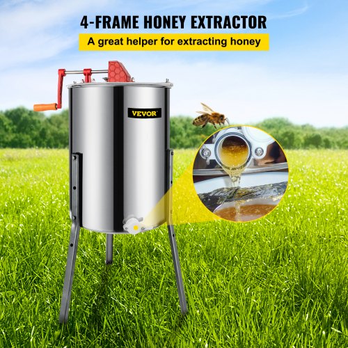 4 Frame Honey Extractor Stainless Steel Beekeeping Equipment Outdoor Silver