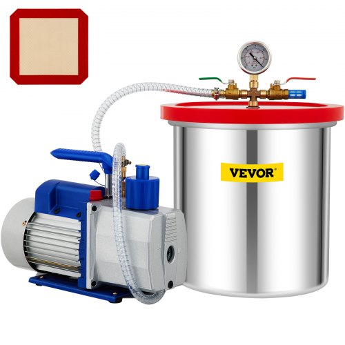 VEVOR Vacuum Chamber with Pump Vacuum Chamber Kit 5 Gal 7CFM 3/4HP Dual Stage