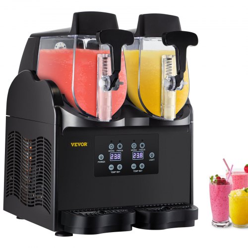 VEVOR Slush Frozen Drink Machine, 2.5LX2 Tanks, 380W Commercial Margarita Maker with 26°F to 28°F Temperature, Interior Bowl Light Mixing and Freeze Modes, Perfect for Restaurants Cafes Bars