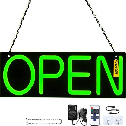 VEVOR Neon Sign Open Neon Lights Signs 20" x 7" for Commercial/Business Green