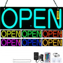 VEVOR LED Open Sign, 20" x 7" Neon Open Sign for Business, Advertisement Board Multiple Flashing and Color Modes Neon Lights Signs, Used for for Restaurant, Bar, Salon, Shop, Hotel, Window, Wall