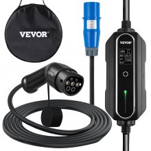 VEVOR Portable EV Charger EV Charging Cable Type 2 CEE 3 Pin Plug 16A 7.5m w/Bag