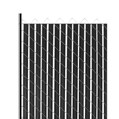 

Chain Link Fence Privacy Slats Double-Wall with Wings for 8' High Fence Black