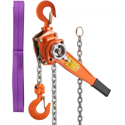 VEVOR Lever Chain Hoist, 0.75Ton 1650lbs Capacity Ratchet Puller with 10FT Max. Lifting Height, Come Along 2 Heavy Duty Steel Hooks, Manual Handling Tool for Cargo Moving in Construction, Warehouse