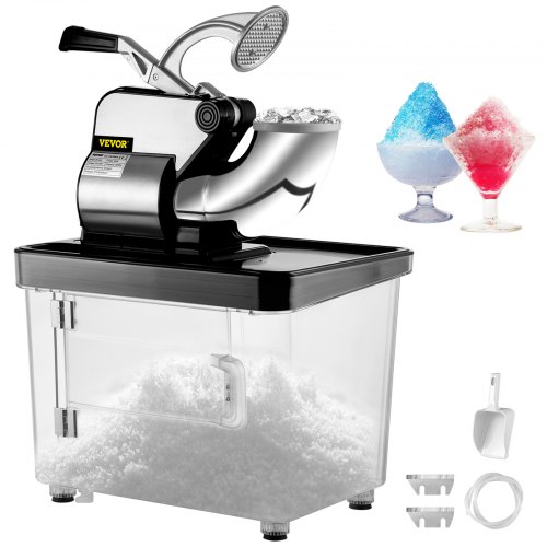 

VEVOR 110V Commercial Ice Crusher 440LBS/H, ETL Approved 300W Electric Snow Cone Machine with Dual Blades, Stainless Steel Shaved Ice Machine with Safety On/Off Switch for Family, Restaurants, Bars