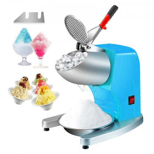 

VEVOR Ice Crushers Machine, 220lbs Per Hour Electric Snow Cone Maker with 4 Blades, Stainless Steel Shaved Ice Machine with Cover and Bowl, 300W Ice Shaver Machine for Home and Commercial Use, Blue