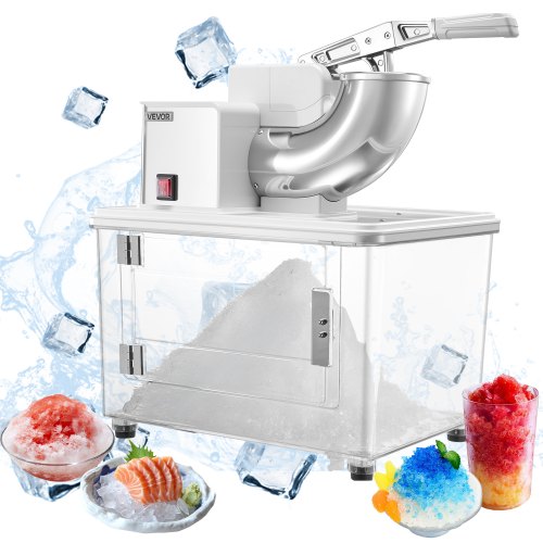 

VEVOR Commercial Ice Crusher 661LBS/H, 350W Electric Snow Cone Machine with 4 Blades, 1400RPM Stainless Steel Shaved Ice Machine with 11 Gal Crushed-Ice Box, for Family Restaurants Bars, White