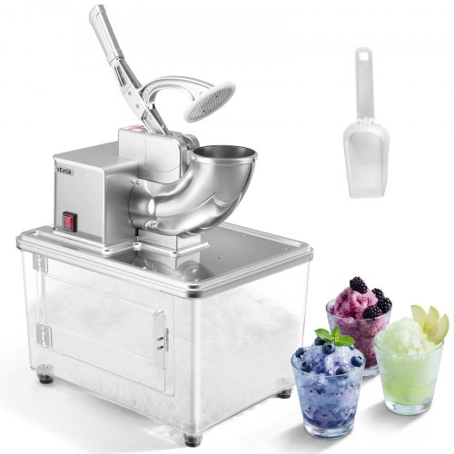 

VEVOR Commercial Ice Crusher 661LBS/H, 350W Electric Snow Cone Machine with 4 Blades, 2000RPM Stainless Steel Shaved Ice Machine with 11 Gal Crushed-Ice Box, for Family Restaurants Bars, Silver