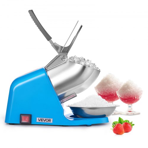 Vevor Ice Crusher Machine, 286Lbs Per Hour Electric 4 Blades Snow Cone Maker, Stainless Steel Shaved Ice Machine With Bowl And Cover, 300W 2000RPM Ice-image