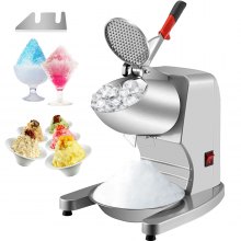 VEVOR 110V Electric Ice Shaver Crusher,300W 1450 RPM Snow Cone Maker Machine w/ Dual Stainless Steel Blades 210LB/H, Shaved Ice Machine w/ Ice Plate & Additional Blade for Home & Commercial Use,Silver