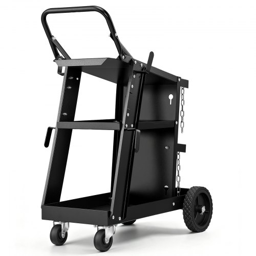 VEVOR Welding Cart, 3-Tier Heavy Duty Welder Cart with 181.4kg Weight Capacity, 360° Swivel Wheels, Tank Storage Safety Chains, Rolling MIG Welder Cart for TIG, ARC, MMA, Plasma Cutter Welding Machine