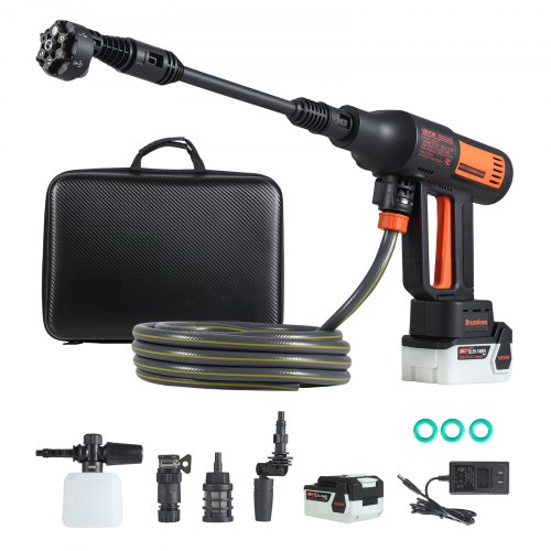 

VEVOR Cordless Pressure Washer, 1200PSI MAX Portable Pressure Washer with Brushless Motor, Dual Batteries, 6-in-1 Nozzle & Water Hose, 4 Speed Adjustable, Handheld Power Cleaner for Home Garden Patio