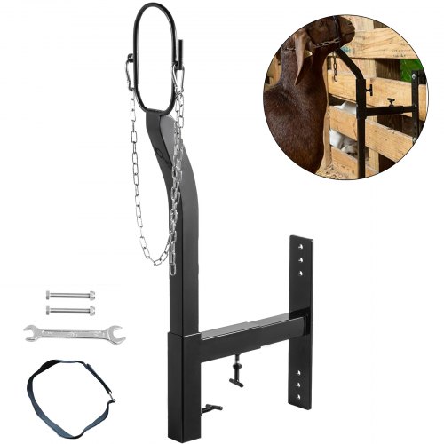 

VEVOR Livestock Stand Steel Gate Attachment Nose Loop Headpiece, 9.8inch Height and Trimming Stand 5.9inch Length Adjustable, Nose Loop Goat Trimming Stands, Sheep Shearing Stand, for Sheep & Goats