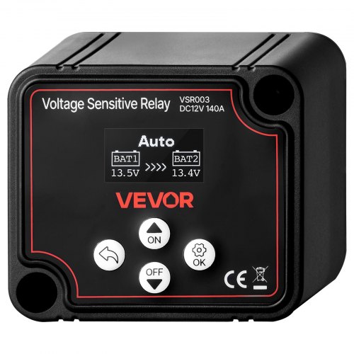 

VEVOR Dual Battery Isolator, 12V 140 Amp, Manual and Automatic VSR Voltage Sensitive Relay with LCD Screen, Smart Battery Isolator for Lithium & Lead-Acid Batteries, for Car Truck RV UTV ATV Boat