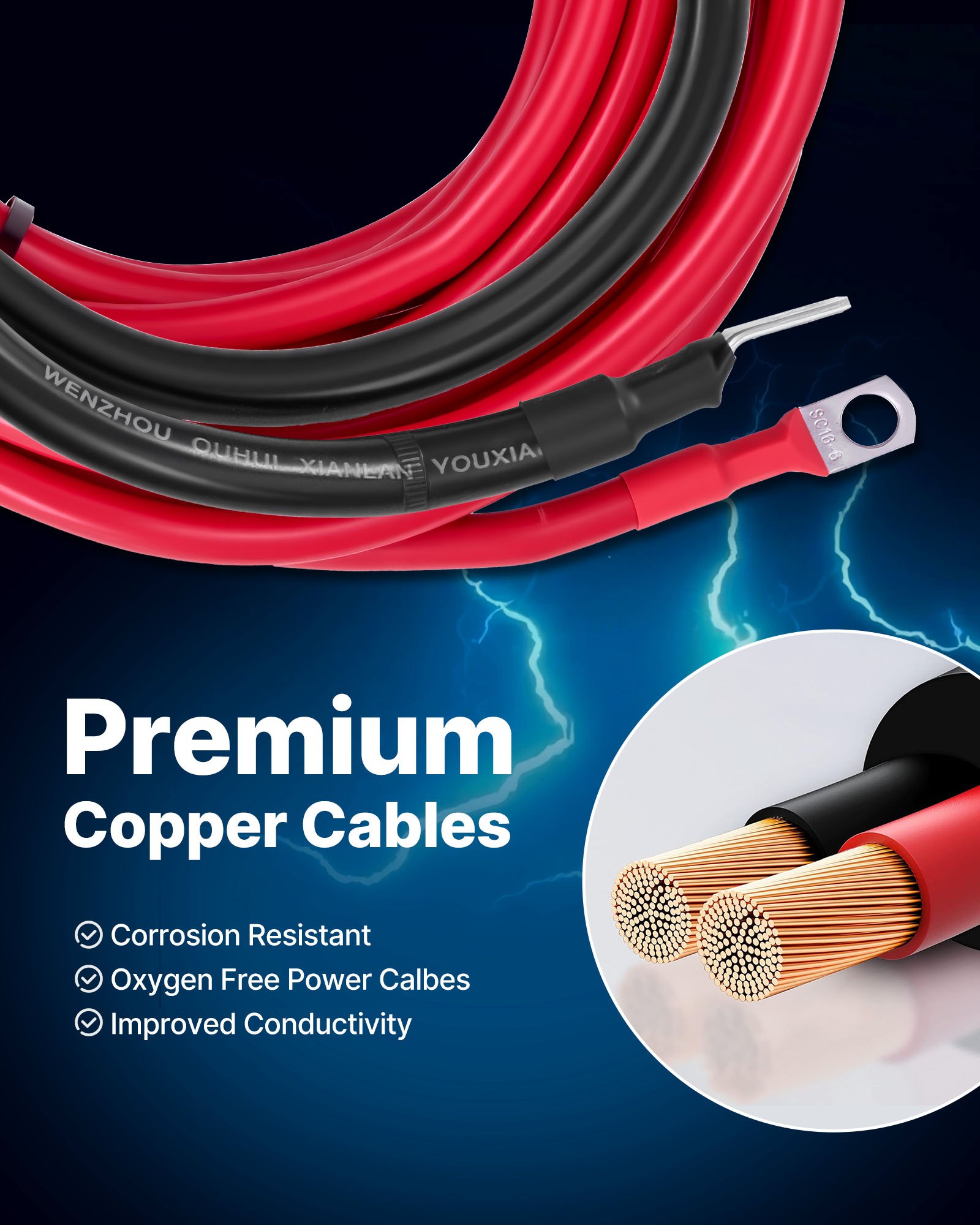 Kahe aku isolaatori komplekt, 6 m, 2 AWG