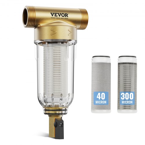 

VEVOR Spin Down Filter, 40 Micron + 30 Micron Fine Filtration, Whole House Sediment Filter for Well Water, 3/4" G-F + 1" G-M, 4 T/H High Flow Rate, for Whole House Water Filtration Systems