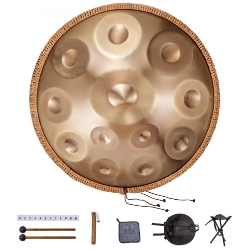 

VEVOR Handpan Drum, 22 in & 12 Notes, D Minor Hand Drum, Hand Pan Drum Instrument with Mallets, 440Hz Handpan Stand & Carry Bag, Steel Healing Sound Drum, Percussion Instruments for Adults Beginners