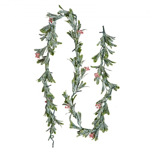6.6Ft Christmas Garland with Vines Berries Olive Leaves and Light String