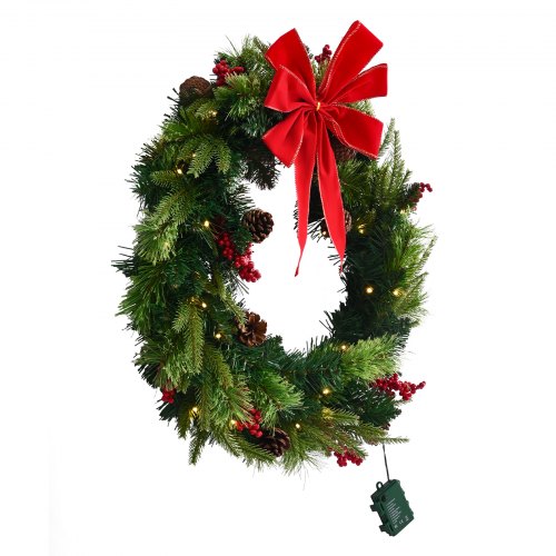 Christmas Wreath 24 In Pre-Lit Artificial Christmas Wreath with 50 LED Lights