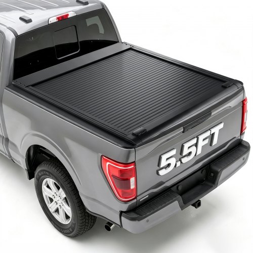 VEVOR Retractable Tonneau Cover 5.5FT Hard Truck Bed Cover Manual Retract, Compatible with 2015-2026 F-150 5.5FT Bed (67.1"), Waterproof Aluminum Frame, T-Slot & Double Lock Key for Outdoor Trips