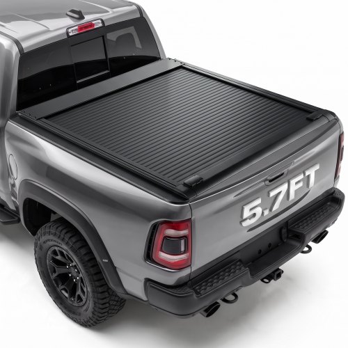 VEVOR Retractable Tonneau Cover 5.7FT Hard Truck Bed Cover Manual Retract, Compatible with 2009-2026 Ram 1500 New Body, 2019-2024 Classic 5.7FT Bed (67.4"), Waterproof Aluminum, Lock Key for Trips