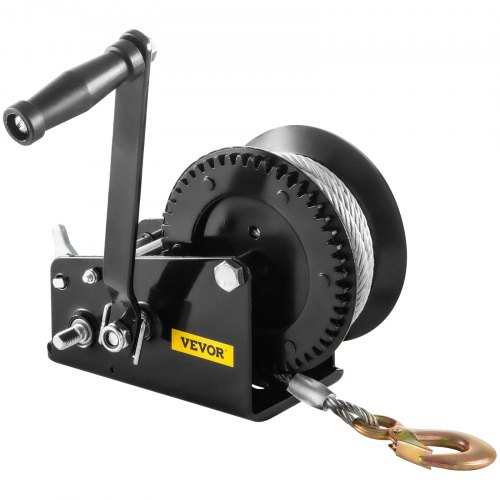 

VEVOR Rope Crank, 1588 kg Capacity Heavy Duty Hand Winch with 10 m Wire Cable and Alloy Hook, with 2-Gear Two-Way Manual Operated Ratchet, for ATVs Boats Trailers Trucks Auto Marine, Black