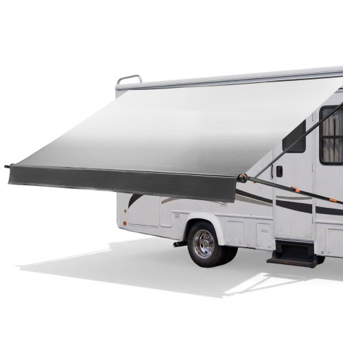VEVOR Manual RV Awning Complete Kit, 18.12FT Retractable RV Awning with Aluminum Alloy Frame & Waterproof PVC Fabric, Outdoor Camping Trailer Awnings Fit Most RVs (18FT Type, Gradient Black)