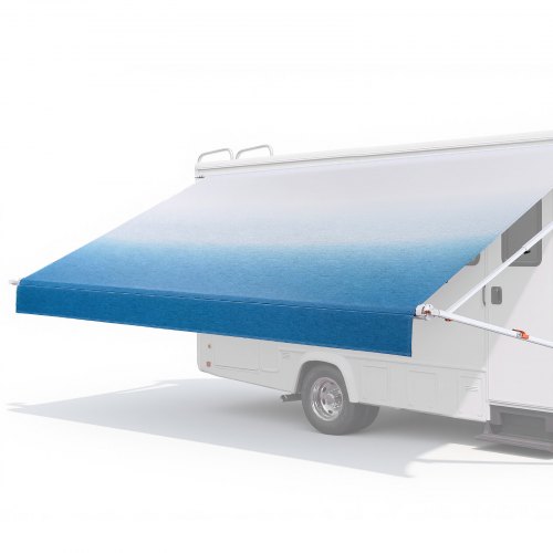 VEVOR Manual RV Awning Complete Kit, 17.12FT Retractable RV Awning with Aluminum Alloy Frame & Waterproof PVC Fabric, Outdoor Camping Trailer Awnings Fit Most RVs (17FT Type, Gradient Blue)