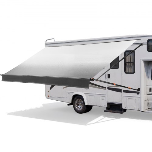 

VEVOR Manual RV Awning Complete Kit, 20.12FT Retractable RV Awning with Aluminum Alloy Frame & Waterproof PVC Fabric, Outdoor Camping Trailer Awnings Fit Most RVs (20FT Type, Gradient Black)
