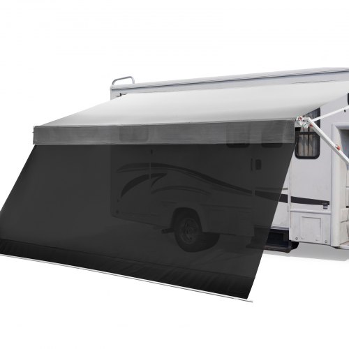 Vevor Manual RV Awning Complete Kit & Sunshade Screen, 18.12FT Retractable RV Awning With Aluminum Alloy Frame & Waterproof Fabric, Outdoor Camping Tr-image