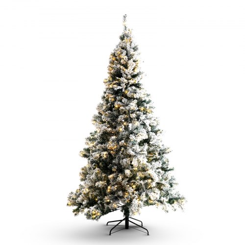 

VEVOR 7.5FT Snow Flocked Christmas Tree & 550 Warm White LED Lights 1346 Tips