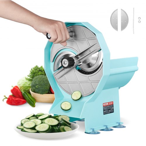 Vevor Manual Vegetable Fruit Slicer, 0-0.5"/0-12Mm Thickness Adjustable Commercial Slicer Machine, Double Feed Ports, Stainless Steel Blade Food Cutte-image