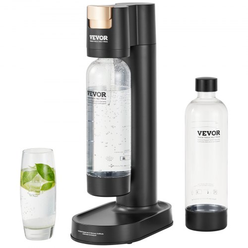 

VEVOR Sparkling Water Maker, Soda Maker Machine for Home Carbonating, Seltzer Water Starter Kit with 2 BPA-free 1L PET Bottles, Compatible with Mainstream Screw-in 60L CO2 Cylinder(NOT Included) Black