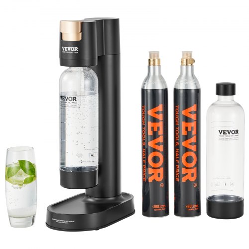 

VEVOR Sparkling Water Maker, Soda Maker Machine for Home Carbonating, Seltzer Water Starter Kit with 2 BPA-free 1L PET Bottles, 2 CO2 Cylinders, Compatible with Mainstream Screw-in 60L CO2 Cylinder