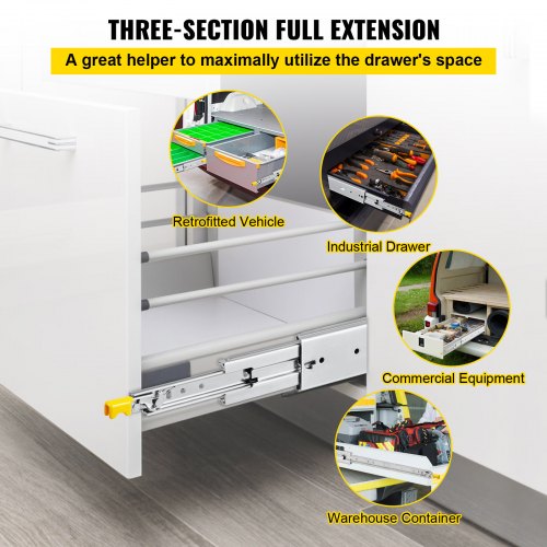 Drawer Slides Bounce Rails Solid Carbon Steel Balls Smoother Drawing Silent The Three-Section Drawer Track Improves The Drawer Space Utilization. 