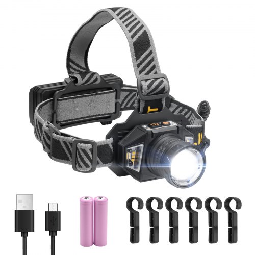 VEVOR Rechargeable Headlamp Lightweight Bright LED Headlight 16 Lighting Modes