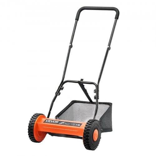 

VEVOR Push Reel Lawn Mower 35 cm, 5 Blades Manual Push Mower No Motor, 15-45 mm Adjustable Cutting Height, Walk-Behind Lawn Mowers with Grass Catcher Bag for Green Lawns, Driveways, Courtyards