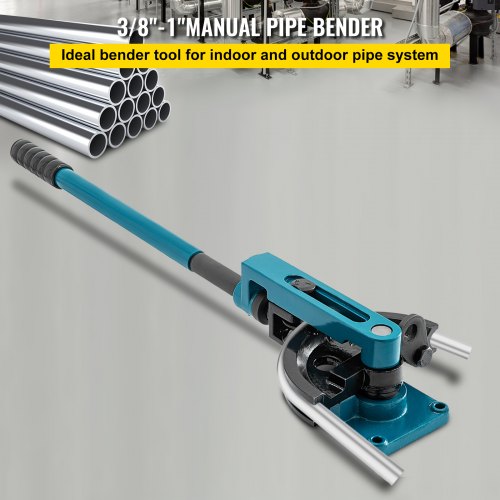 Pipe Bender Manual Tube Bender Bending Machine 3/8" to 1" w/ 7 Dies Set 