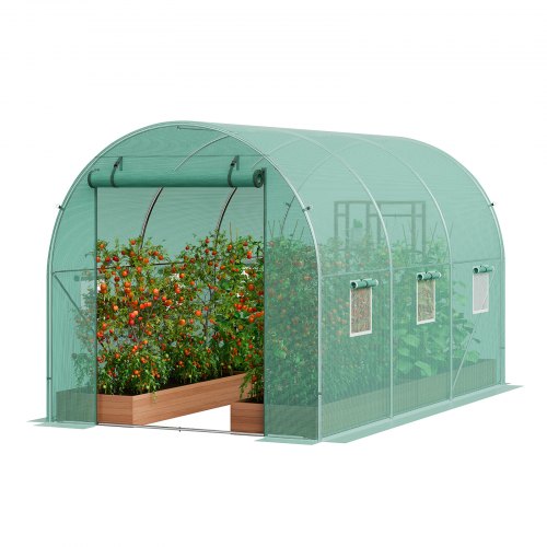 

VEVOR Walk-in Tunnel Greenhouse 9.58x6.43x6.23ft Galvanized Frame PE Cover Green