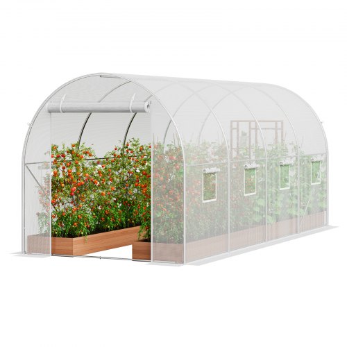 

VEVOR Walk-in Tunnel Greenhouse 14.6x6.36x6.3ft Galvanized Frame PE Cover White